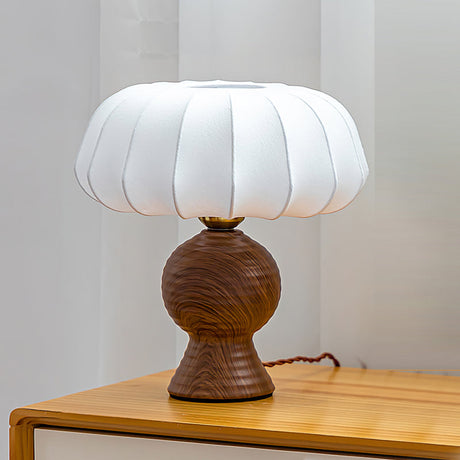 Modern Table Lamp  Walnut Base White Fabric Shade - Product detail 14