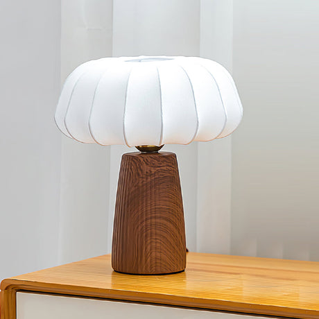 Modern Table Lamp  Walnut Base White Fabric Shade - Product detail 15
