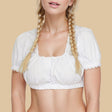 Traditional Dirndl Blouse  Cotton Lace Trim Crop Top - Product showcase
