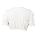 Traditional Dirndl Blouse  Cotton Lace Trim Crop Top - Product example