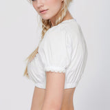 Traditional Dirndl Blouse  Cotton Lace Trim Crop Top - Product detail 4