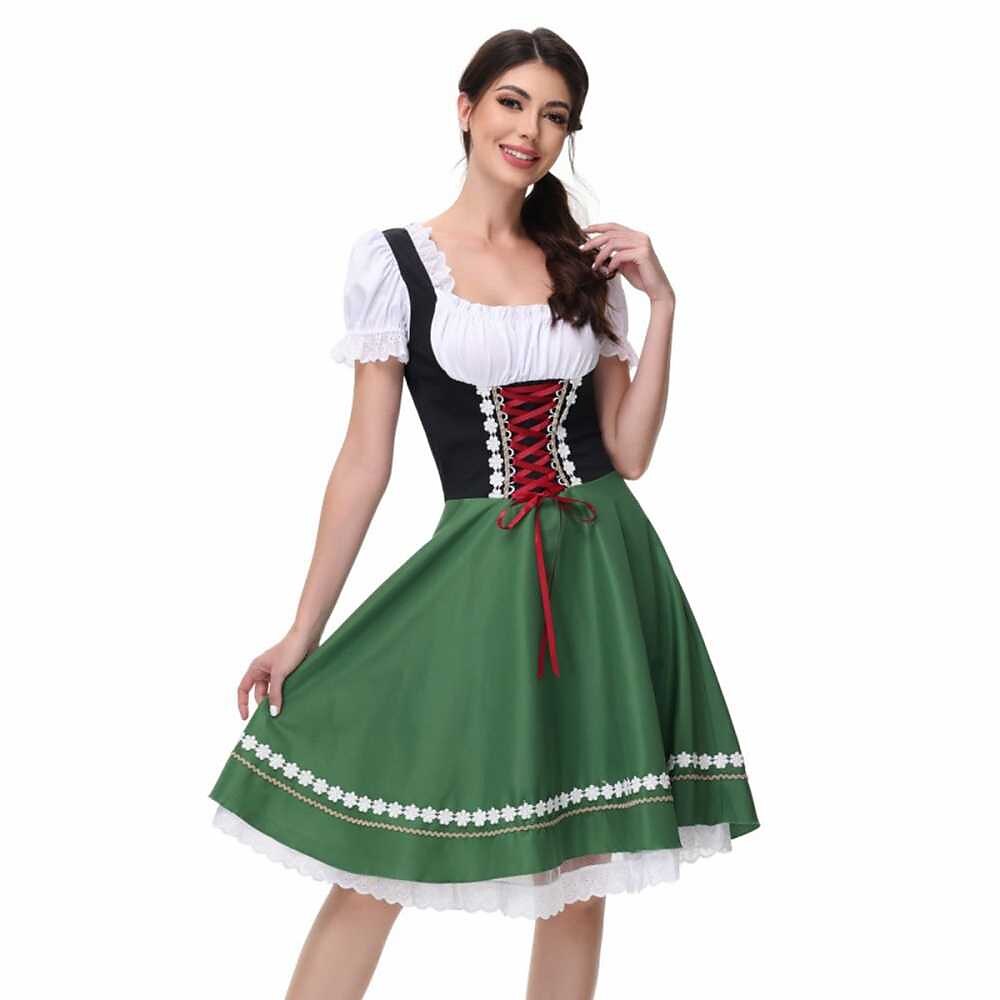 Traditional Dirndl Dress  Bavarian Green with Lace Trim - Product detail 5