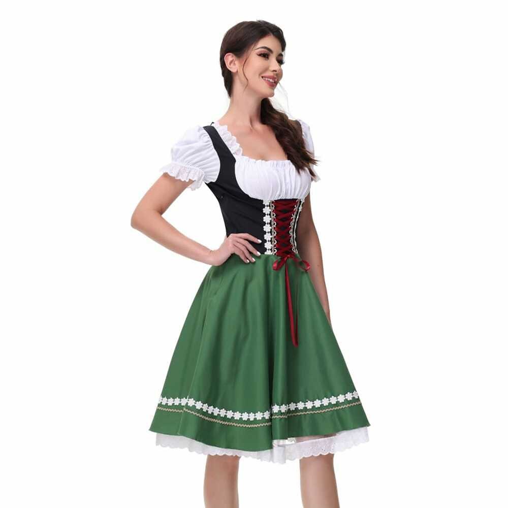 Traditional Dirndl Dress  Bavarian Green with Lace Trim - Product detail 6