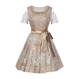 Traditional Dirndl Dress  Sage Green Brocade with Gold Trim - Product detail 6