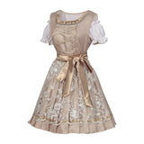 Traditional Dirndl Dress  Sage Green Brocade with Gold Trim - Product detail 8