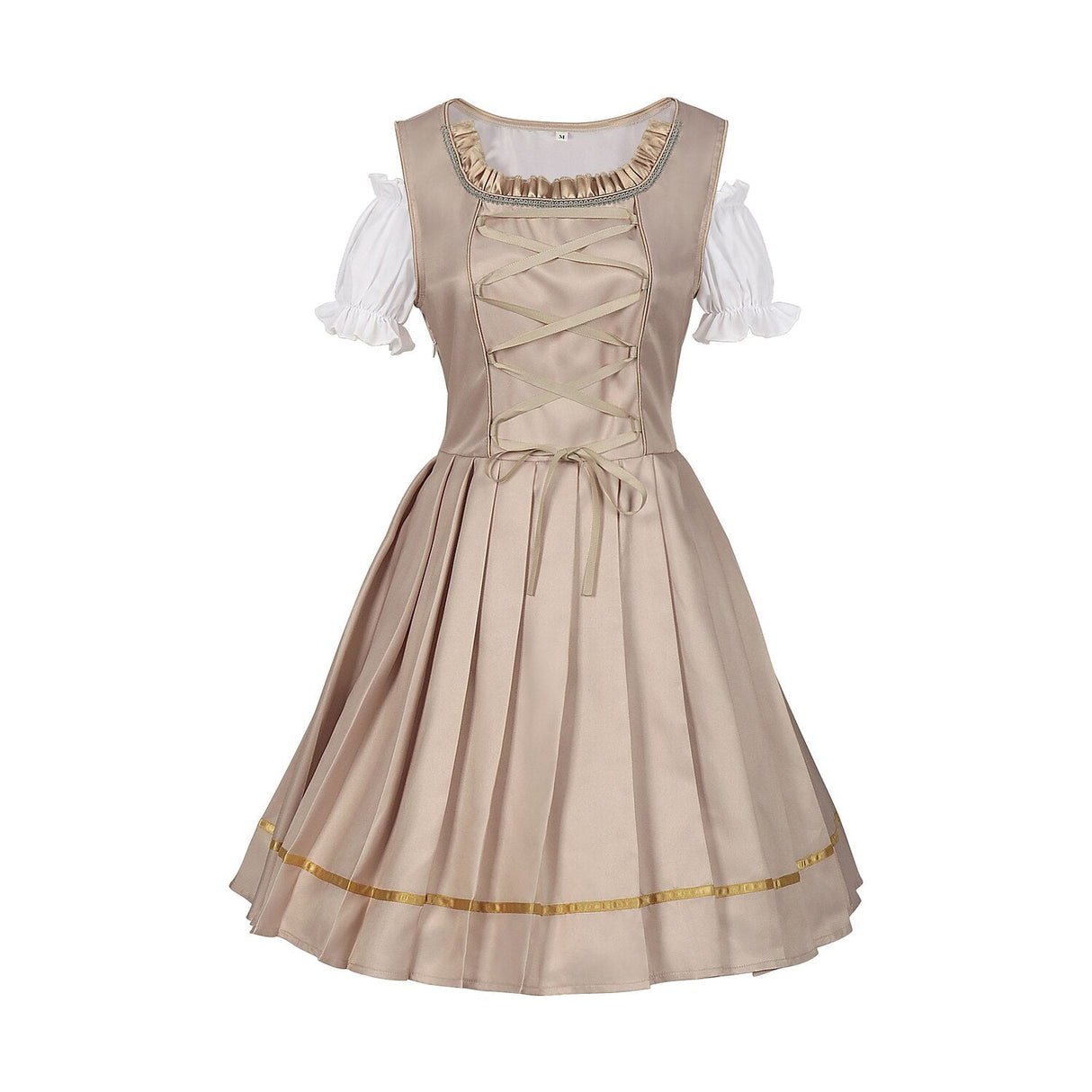 Traditional Dirndl Dress  Sage Green Brocade with Gold Trim - Product detail 9