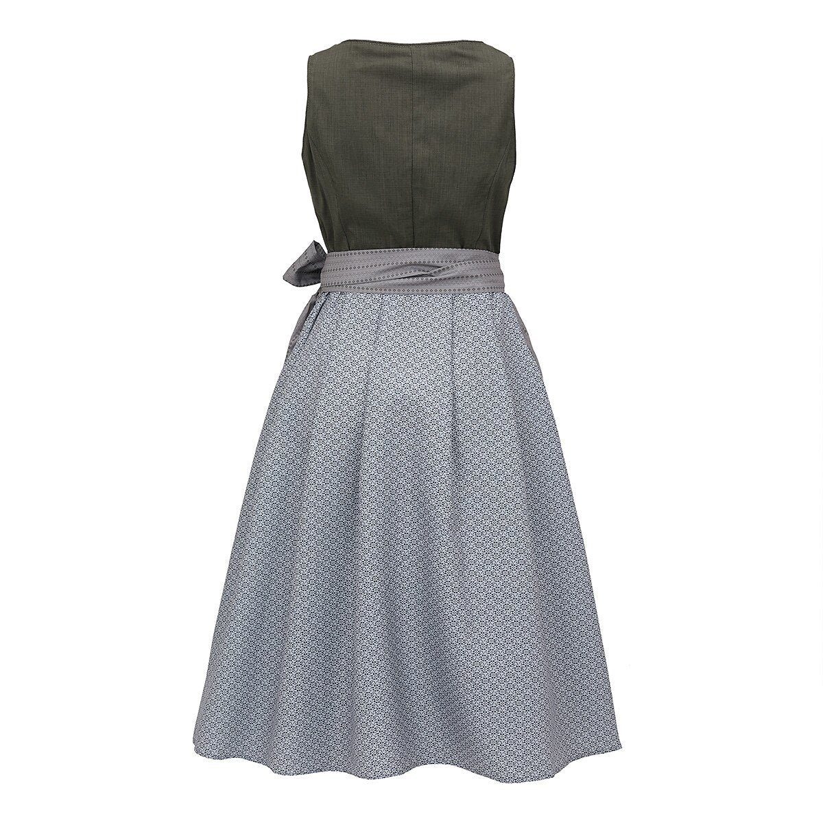 Traditional Dirndl Dress  Olive Green Bodice With Gray Apron - Product example