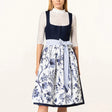 Traditional Dirndl Dress  Navy Floral Pattern with Lace Blouse - Product showcase