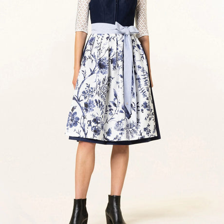 Traditional Dirndl Dress  Navy Floral Pattern with Lace Blouse - Product detail 4