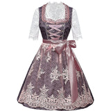Traditional Dirndl Dress  Floral Lace Embroidery With Apron - Product showcase