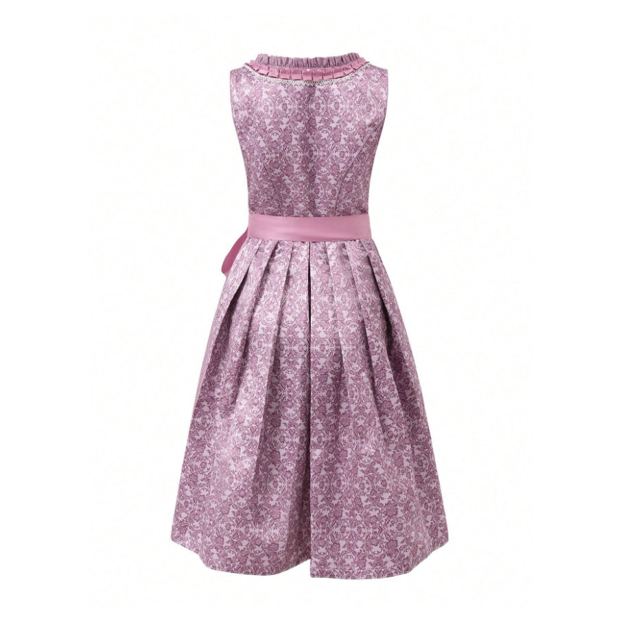 Traditional Dirndl Dress  Lace Trimmed Oktoberfest Costume - Detailed view