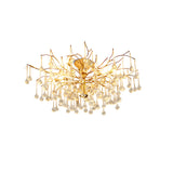 Crystal Glass Ceiling Light  Brass Frame with Droplet Pendants - Product detail 18