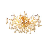 Crystal Glass Ceiling Light  Brass Frame with Droplet Pendants - Product detail 17