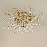 Crystal Glass Ceiling Light  Brass Frame with Droplet Pendants - Product detail 19