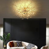 Crystal Glass Ceiling Light  Brass Frame with Droplet Pendants - Product detail 14