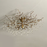 Crystal Glass Ceiling Light  Brass Frame with Droplet Pendants - Product detail 16
