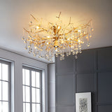 Crystal Glass Ceiling Light  Brass Frame with Droplet Pendants - Product detail 5