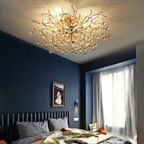 Crystal Glass Ceiling Light  Brass Frame with Droplet Pendants - Product detail 7