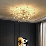 Crystal Glass Ceiling Light  Brass Frame with Droplet Pendants - Product detail 8