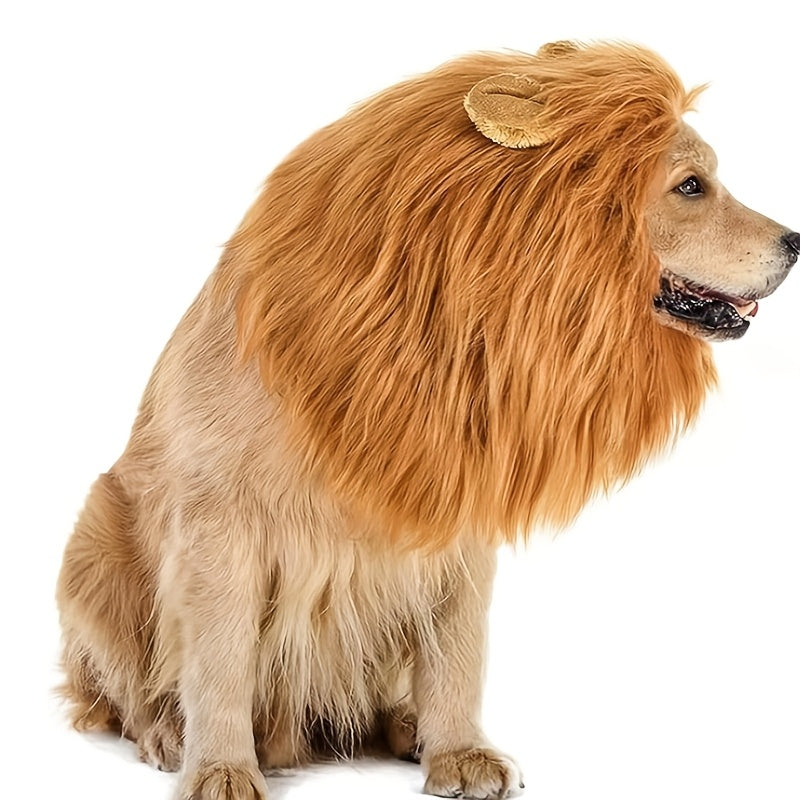 Lion Mane Dog Costume  Adjustable Plush Halloween Pet Wig - Product showcase