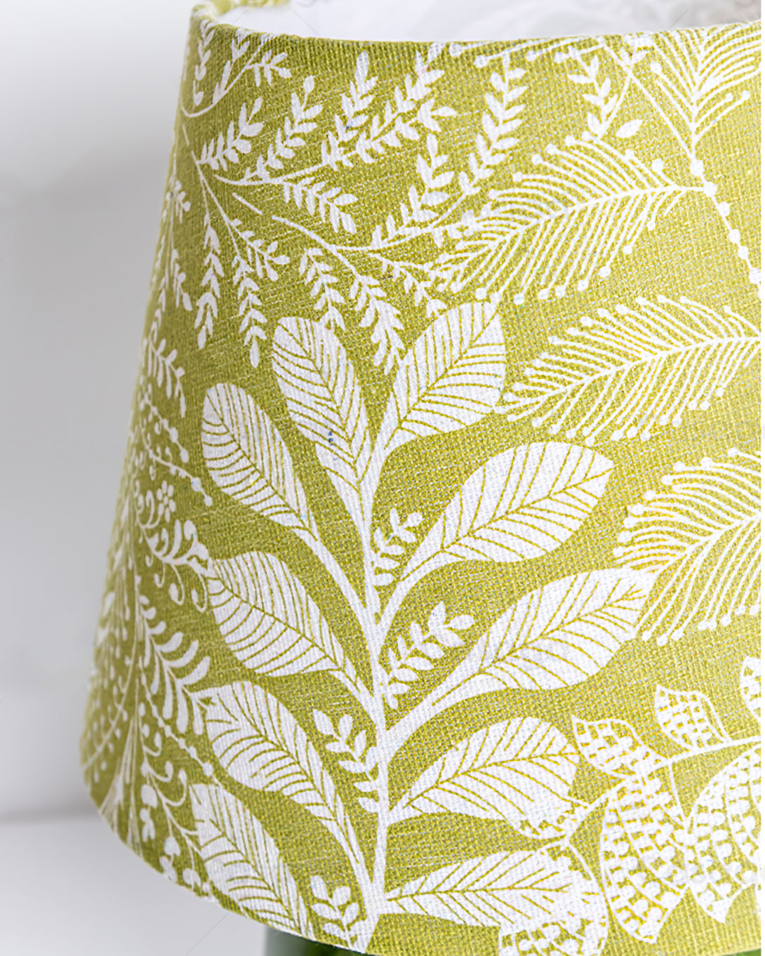 Botanical Table Lamp  Green Ceramic Base With Leaf Pattern Shade - Product detail 6