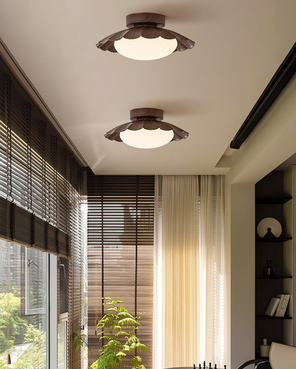 Modern Ceiling Light  Floral Petal Design With Walnut Accent - Product detail 13