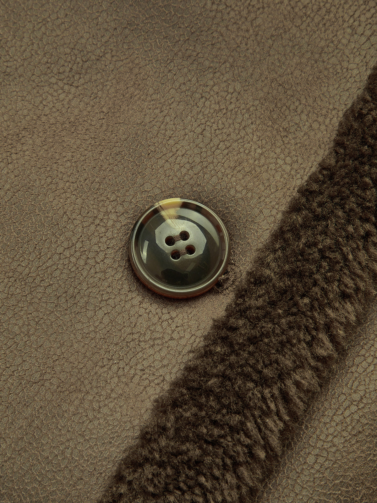 Double Breasted Longline Coat  Fleece Lined Faux Leather - Product detail 9