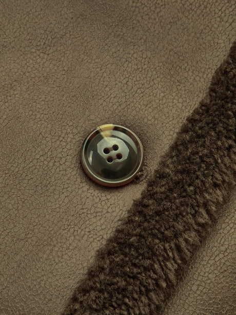 Double Breasted Longline Coat  Fleece Lined Faux Leather - Product detail 9