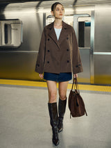 Double Breasted Trench Coat  Classic Brown Polyester - Product detail 4