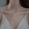 Celestial Double Necklace  Sterling Silver Moon Star Design - Product showcase