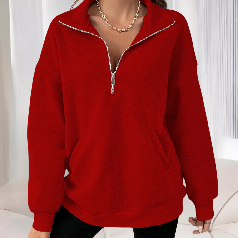 Half-Zip Sweatshirt Women  Casual Cotton Blend Pullover - Product detail 6