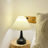 Modern Table Lamp  Black Base With Pleated Shade - Detailed view