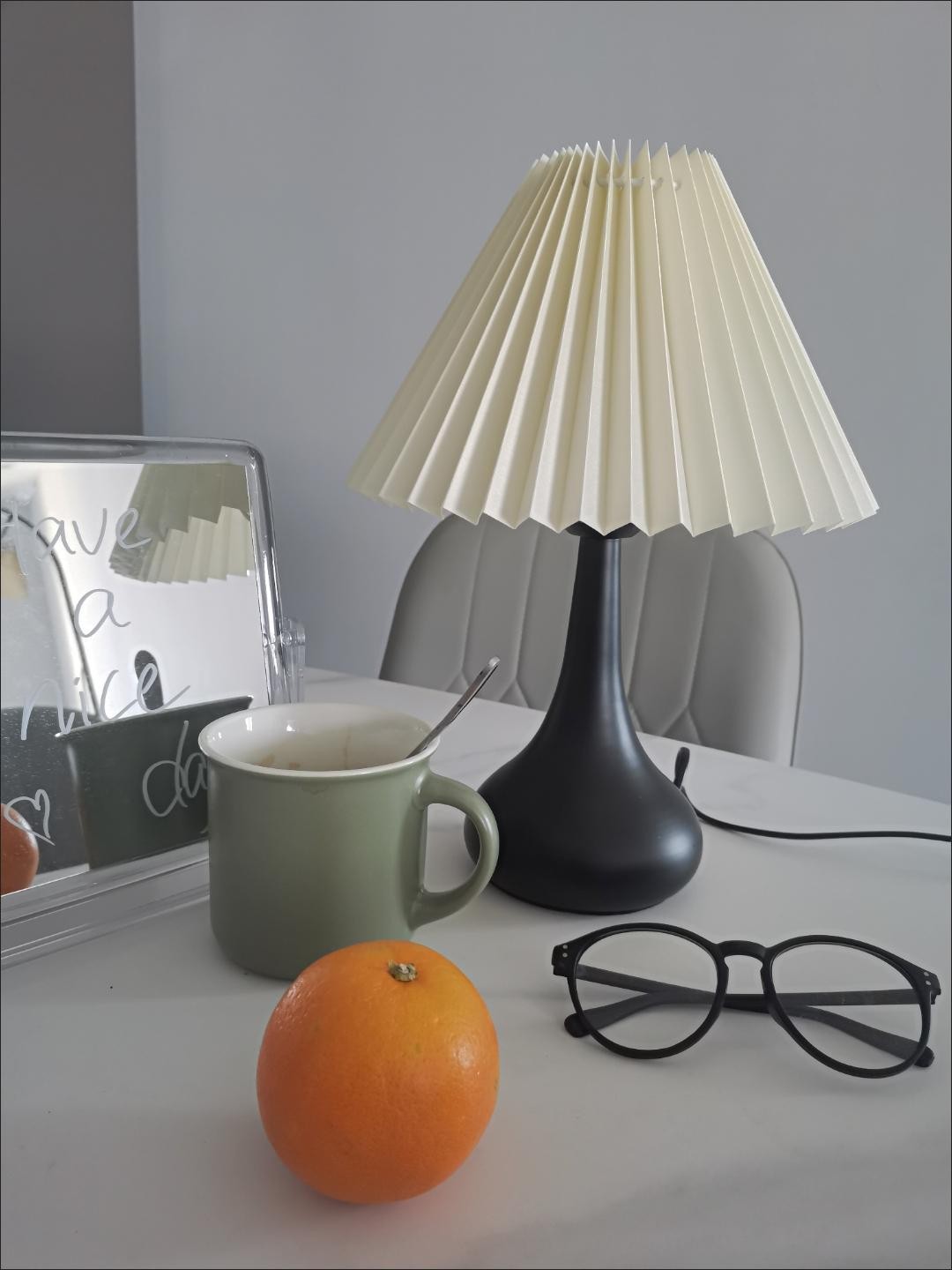 Modern Table Lamp  Black Base With Pleated Shade - Product detail 21