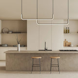Modern Linear Pendant Light  Black LED Bar Design - Detailed view