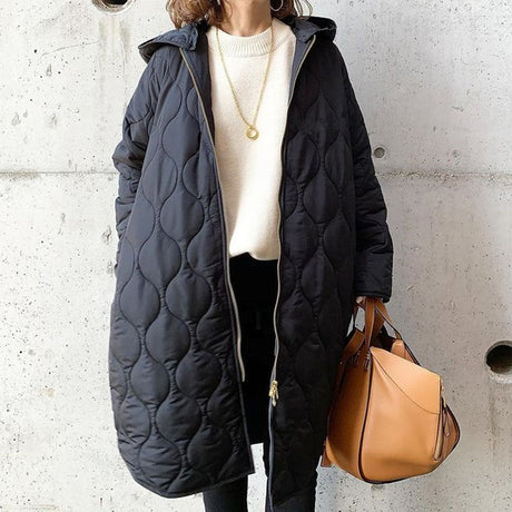 Quilted Winter Coat  Hooded Mid-Length Design - Product showcase