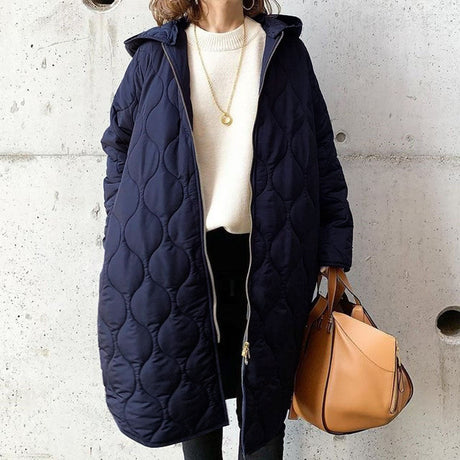 Quilted Winter Coat  Hooded Mid-Length Design - Product example