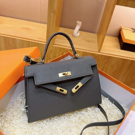 Designer Leather Crossbody Bag  Gold Hardware  Structured Silhouette - Product detail 8