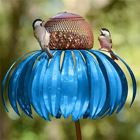 Garden Bird Feeder  Metal Sunflower Design with Pink Petals - Product detail 5