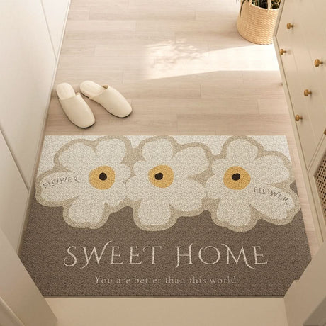 Floral Welcome Mat  Sweet Home Daisy Print Non-Slip - Product showcase