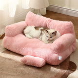 Plush Pet Sofa Bed  Premium Fleece Cat  Dog Lounger - Product showcase
