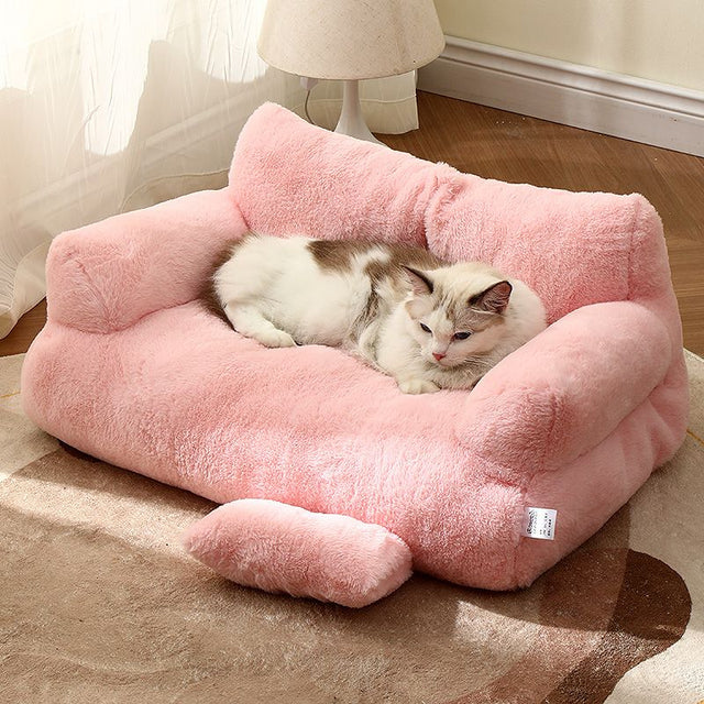 Plush Pet Sofa Bed  Premium Fleece Cat  Dog Lounger - Product showcase