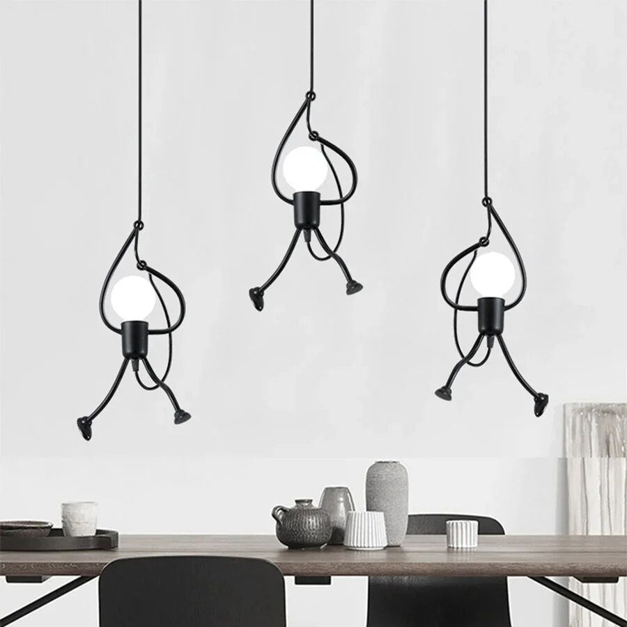 Creative Pendant Light  Swinging Iron Figure Design - Product detail 4