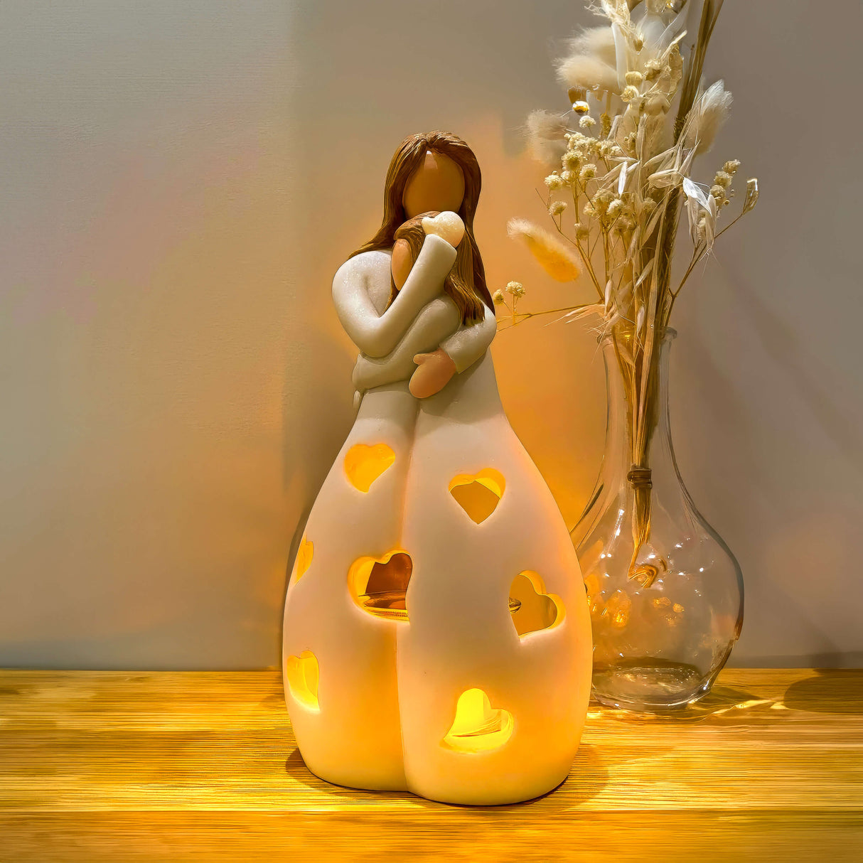 Love Heart Table Lamp  Ceramic Mother Child Design - Product showcase