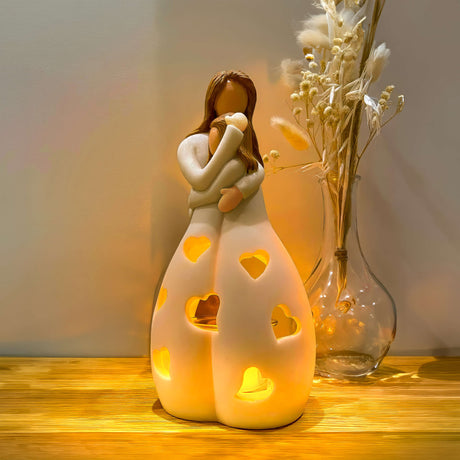 Love Heart Table Lamp  Ceramic Mother Child Design - Product showcase