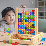 Wooden Tetris Puzzle Game  Educational Building Blocks Set - Detailed view