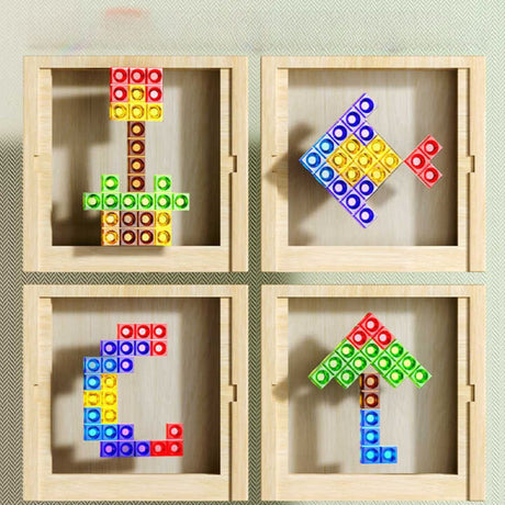 Wooden Tetris Puzzle Game  Educational Building Blocks Set - Product example
