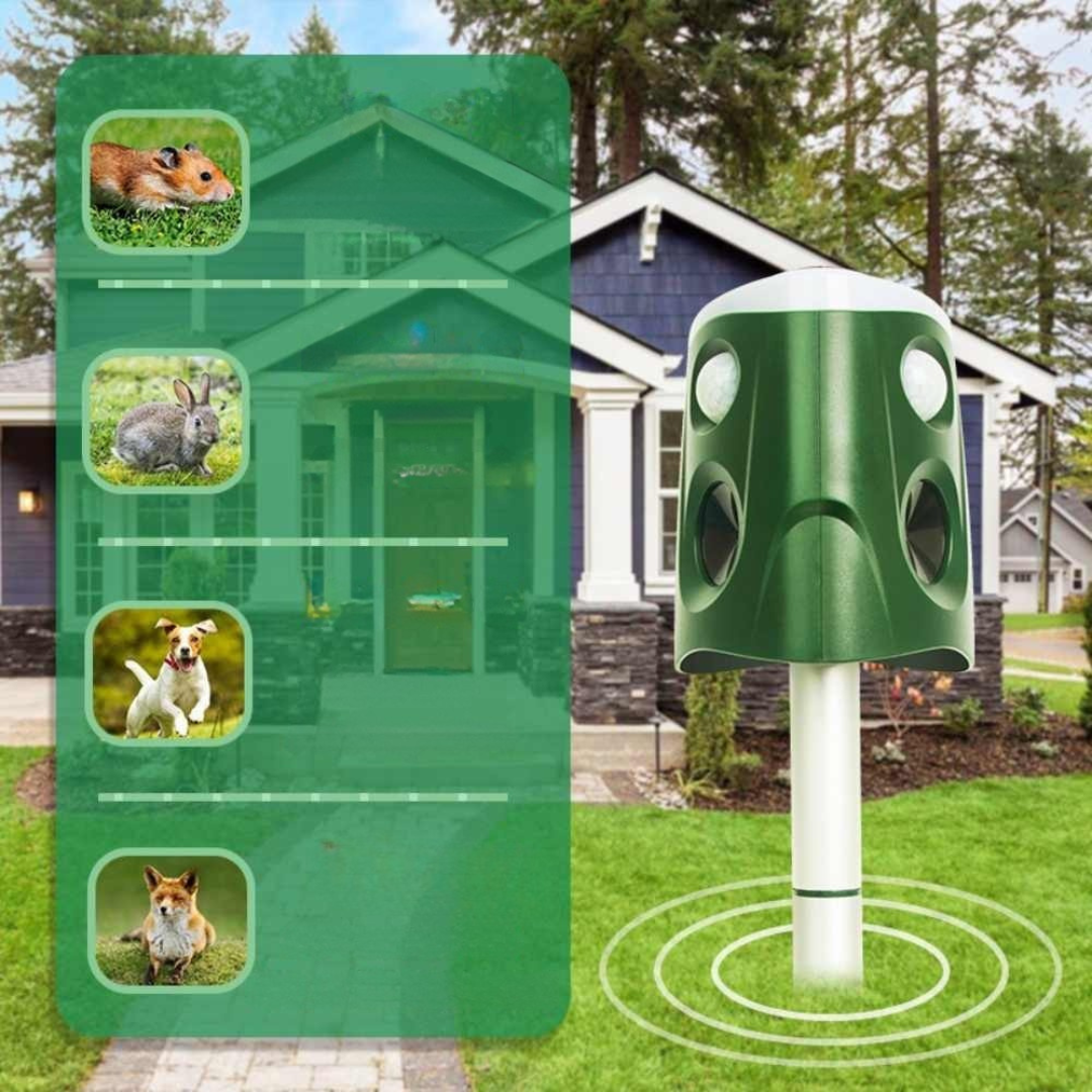 Solar Ultrasonic Animal Repellent  360 Degree Motion Sensor Garden Protector - Detailed view