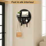 Round Wall Key Holder  Dark Wood Grain with Display Shelf - Product example