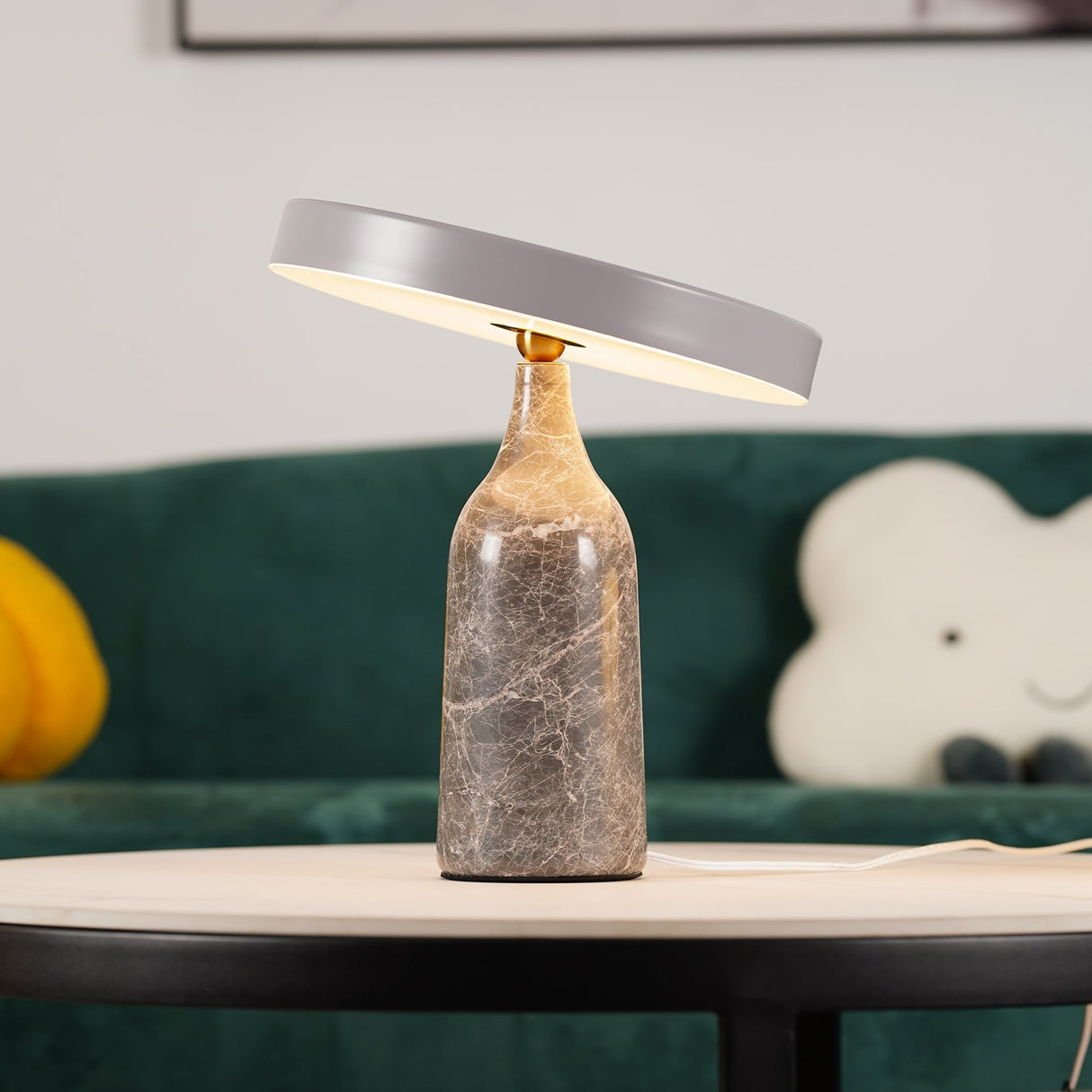 Modern Marble Table Lamp  Adjustable Metal Shade - Detailed view