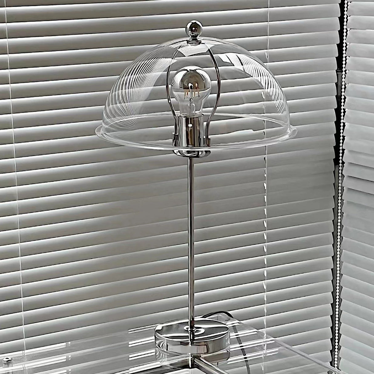 Modern Table Lamp  Aqua Dome Shade With Chrome Base - Product detail 10